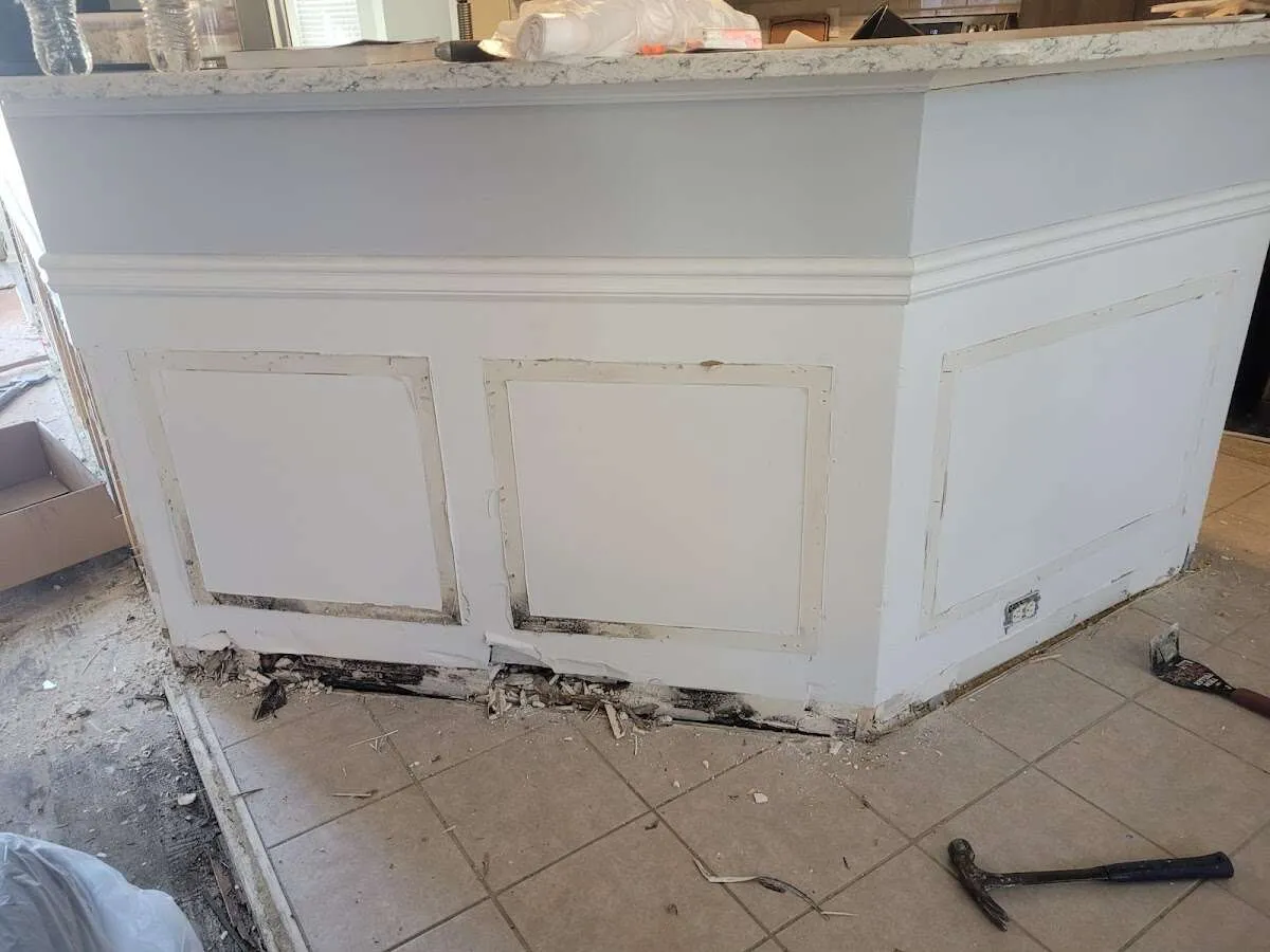 Water damage and mold on kitchen during Storm Damage Restoration in Palermo